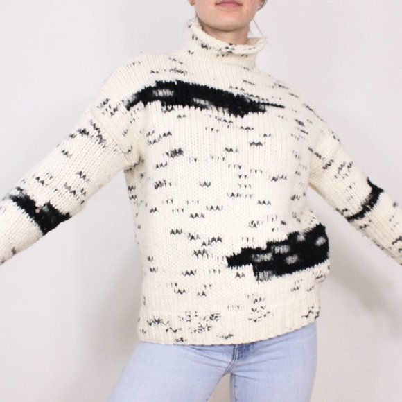 *LINE Knit Cream and Black Turtleneck Sweater - Picture 4 of 7